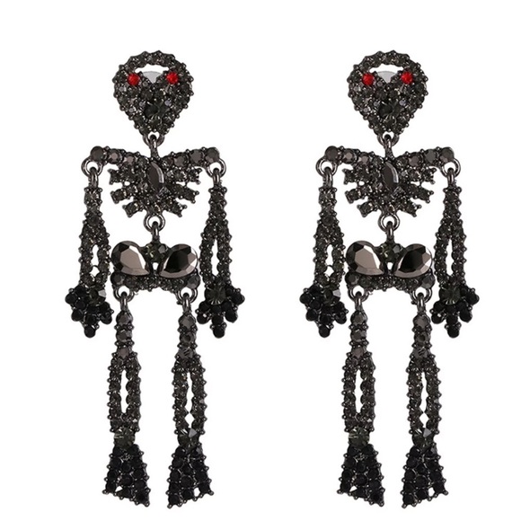 Skeleton Dangle Earrings for Rhinestone Skull Stud Earrings - Picture 1 of 12